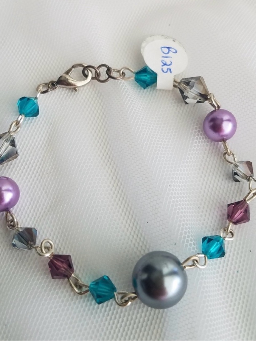 Swarovski Elements Mauve & Gray Faux Pearl Multimedia Multicolor Bracelet NEW